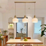 3-Light Modern Round Ribbed Glass Island Pendant Light Image - 1