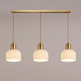 3-Light Modern Round Ribbed Glass Island Pendant Light Image - 2