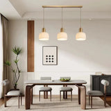 3-Light Modern Round Ribbed Glass Island Pendant Light Image - 3