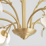 Modern Gold Rod White Floral Glass Ball Chandelier Image - 13