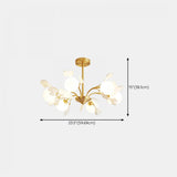 Modern Gold Rod White Floral Glass Ball Chandelier #size