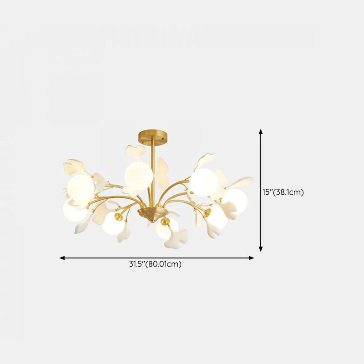 Modern Gold Rod White Floral Glass Ball Chandelier Image - 16