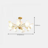 Modern Gold Rod White Floral Glass Ball Chandelier Image - 16