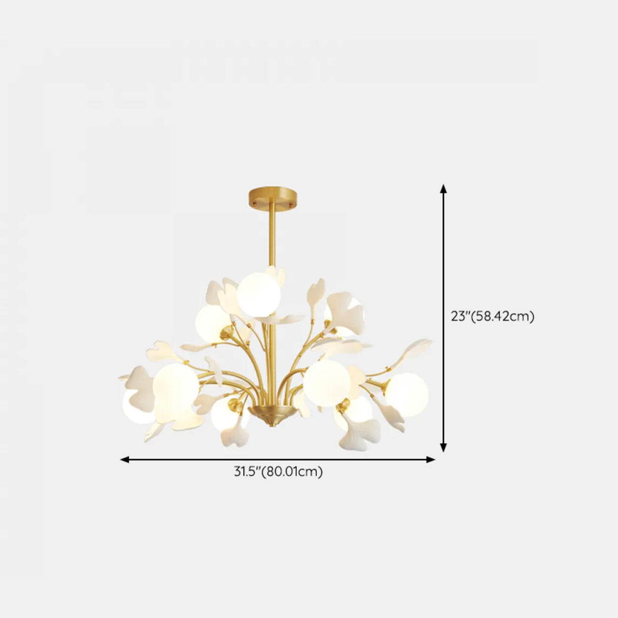 Modern Gold Rod White Floral Glass Ball Chandelier Image - 17