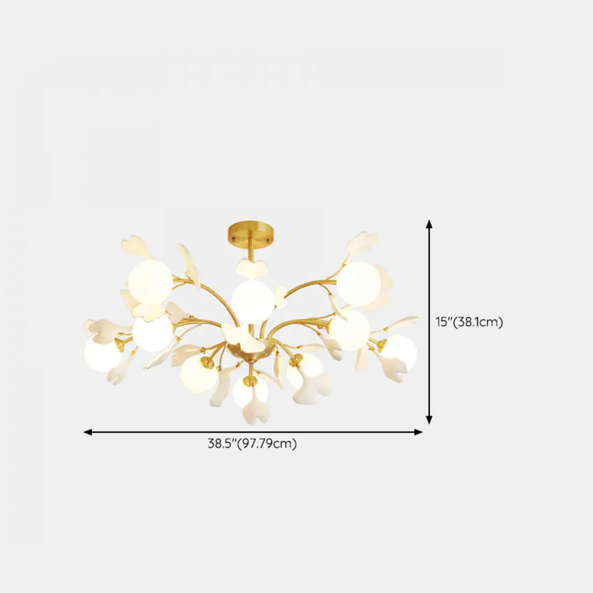 Modern Gold Rod White Floral Glass Ball Chandelier Image - 18