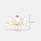 Modern Gold Rod White Floral Glass Ball Chandelier Image - 18