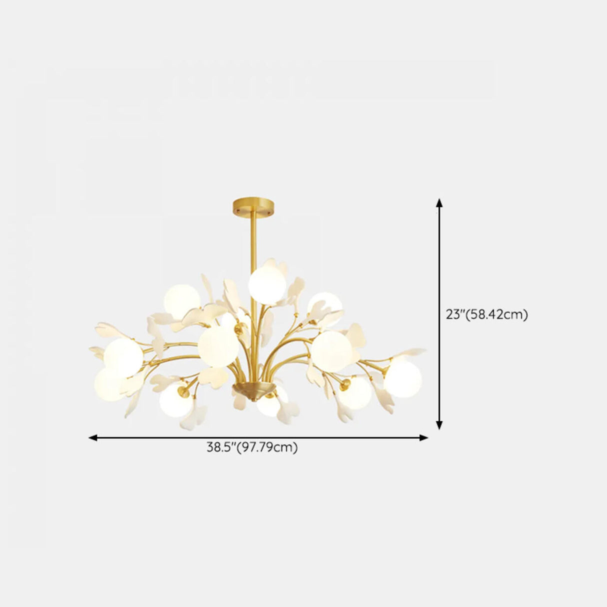 Modern Gold Rod White Floral Glass Ball Chandelier Image - 19