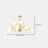 Modern Gold Rod White Floral Glass Ball Chandelier Image - 19