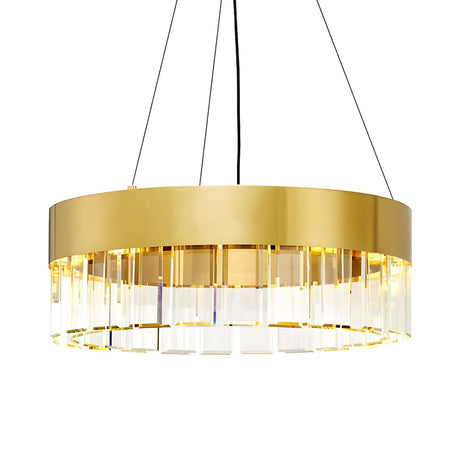 Modern Gold Round Crystal LED Pendant Chandelier Image - 2