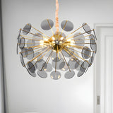 Modern Gold Smoky Glass Discs Acrylic Starburst Chandelier Image - 3