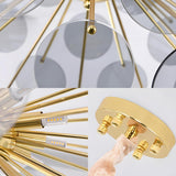 Modern Gold Smoky Glass Discs Acrylic Starburst Chandelier Image - 5