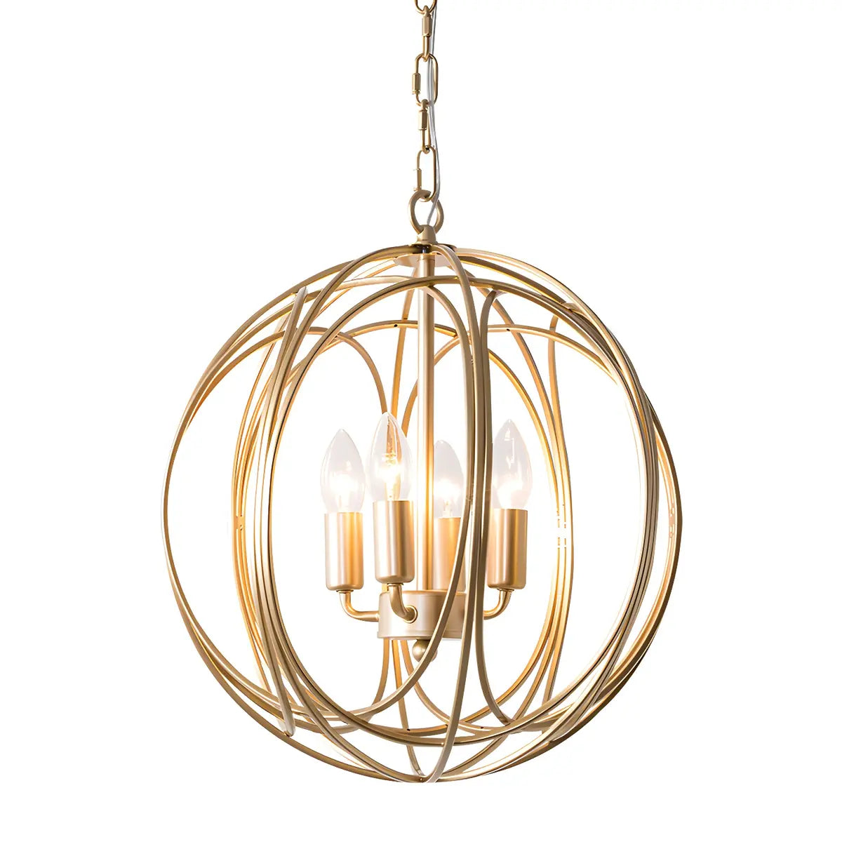 Modern Gold Spherical Mini Metal 4-light Chandeliers Image - 4