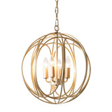 Modern Gold Spherical Mini Metal 4-light Chandeliers Image - 4