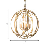 Modern Gold Spherical Mini Metal 4-light Chandeliers #size