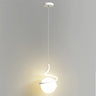 Modern Gold Spiral White Glass Globe Bedroom Pendant Light Image - 2