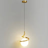 Modern Gold Spiral White Glass Globe Bedroom Pendant Light Image - 3