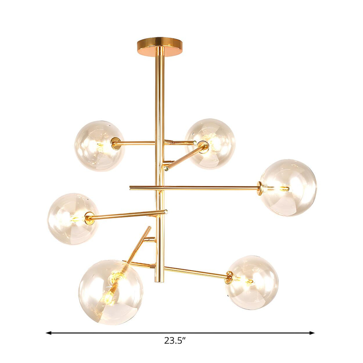 Modern Gold Sputnik Clear Glass Globe Vertical Chandelier 