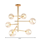 Modern Gold Sputnik Clear Glass Globe Vertical Chandelier #size