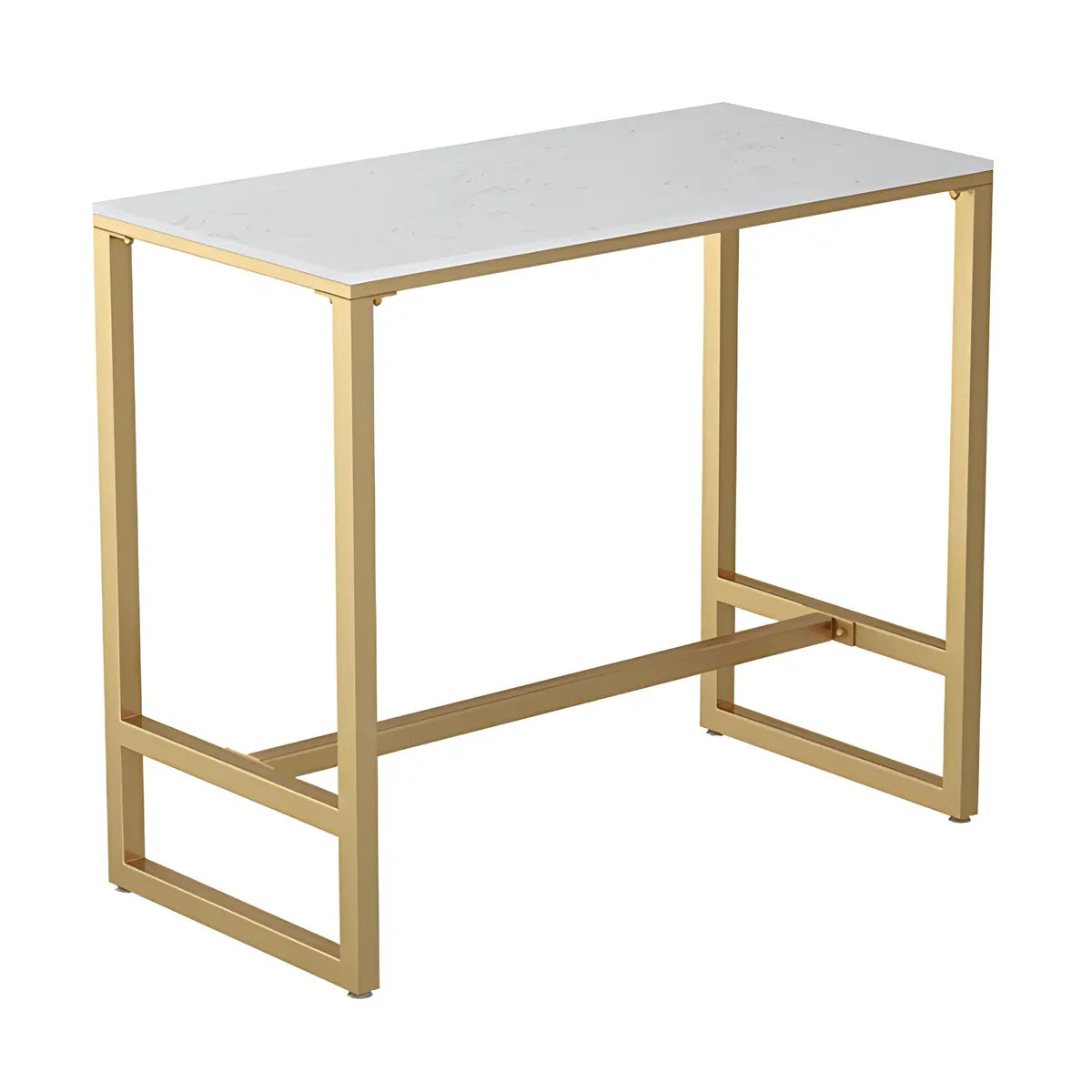 Modern Gold Square Metal Medium Faux Marble Bar Table Image - 10