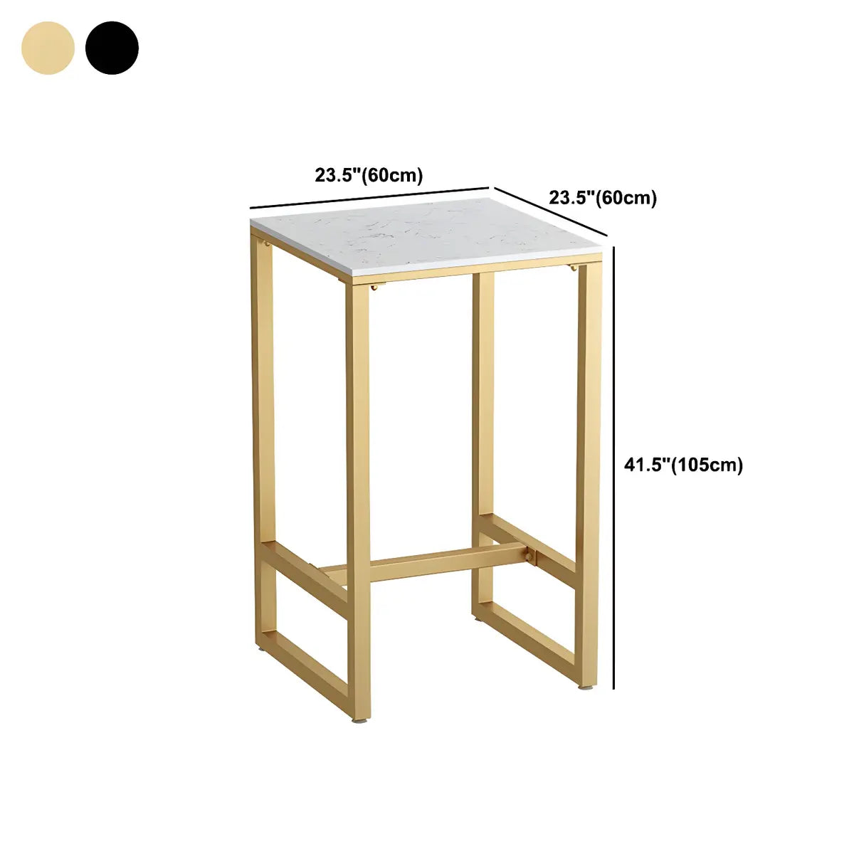 Modern Gold Square Metal Medium Faux Marble Bar Table Image - 13