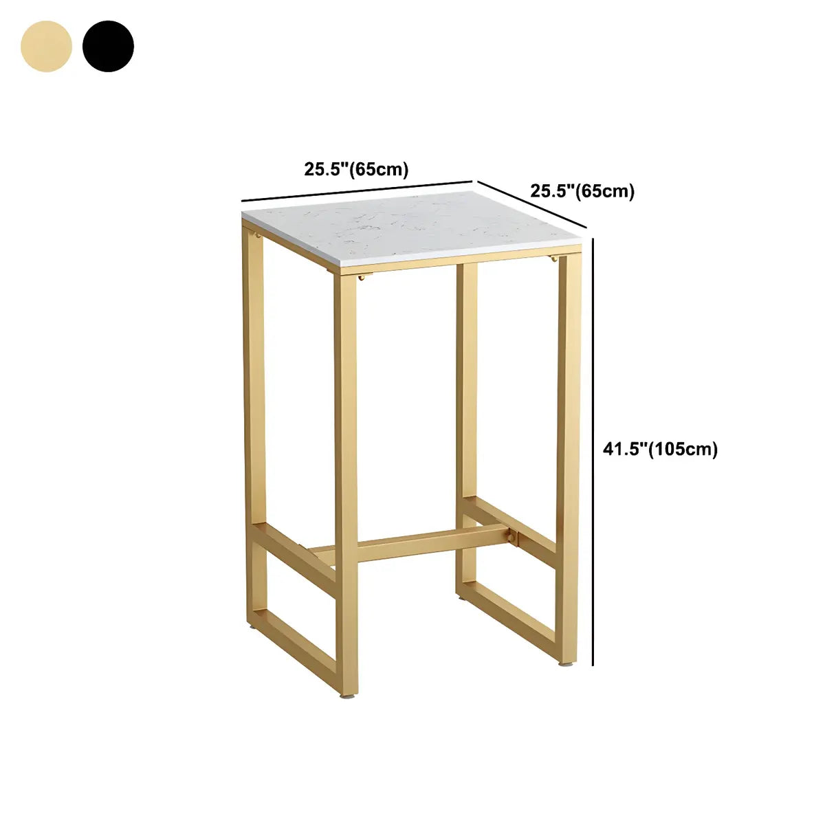 Modern Gold Square Metal Medium Faux Marble Bar Table Image - 14