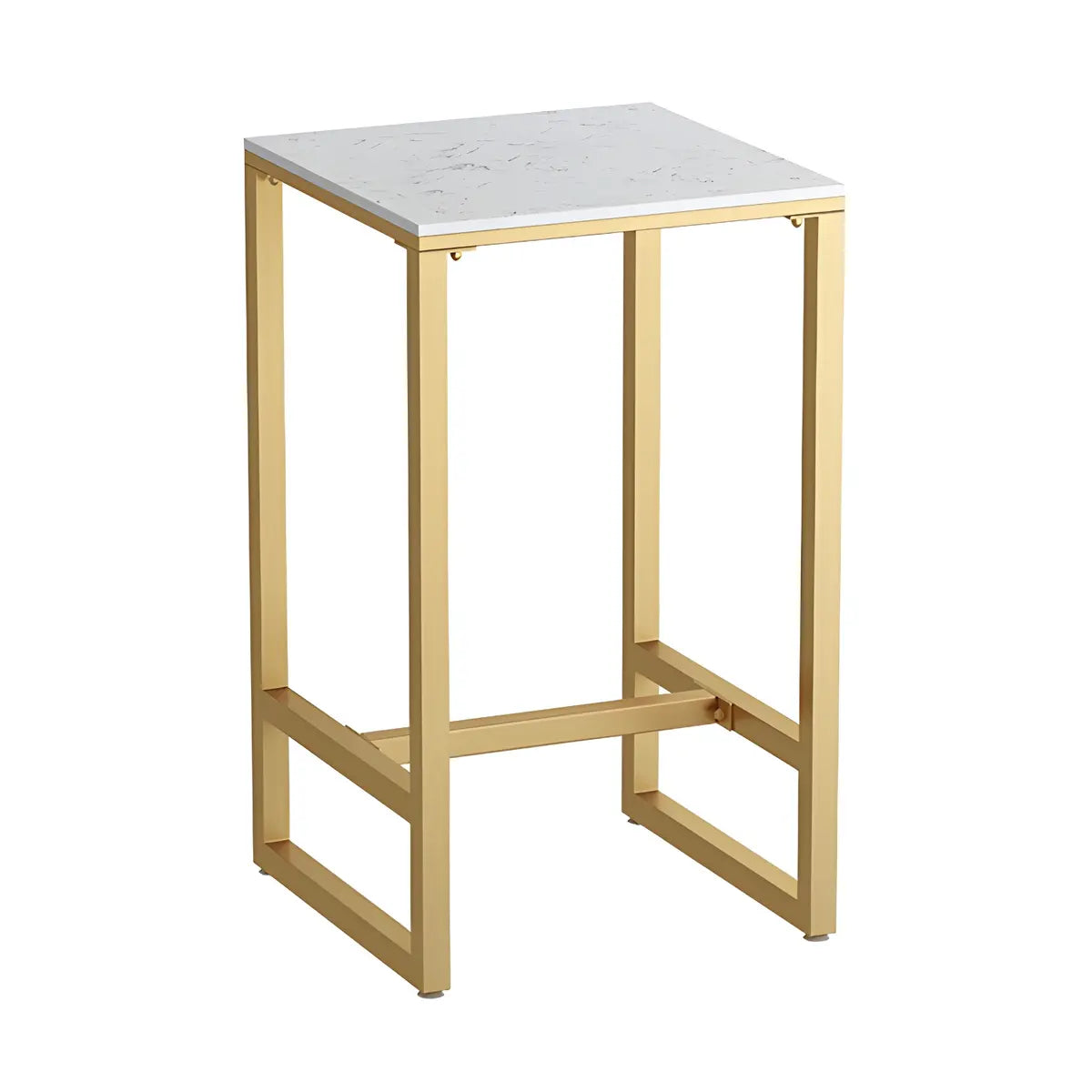 Modern Gold Square Metal Medium Faux Marble Bar Table Image - 5