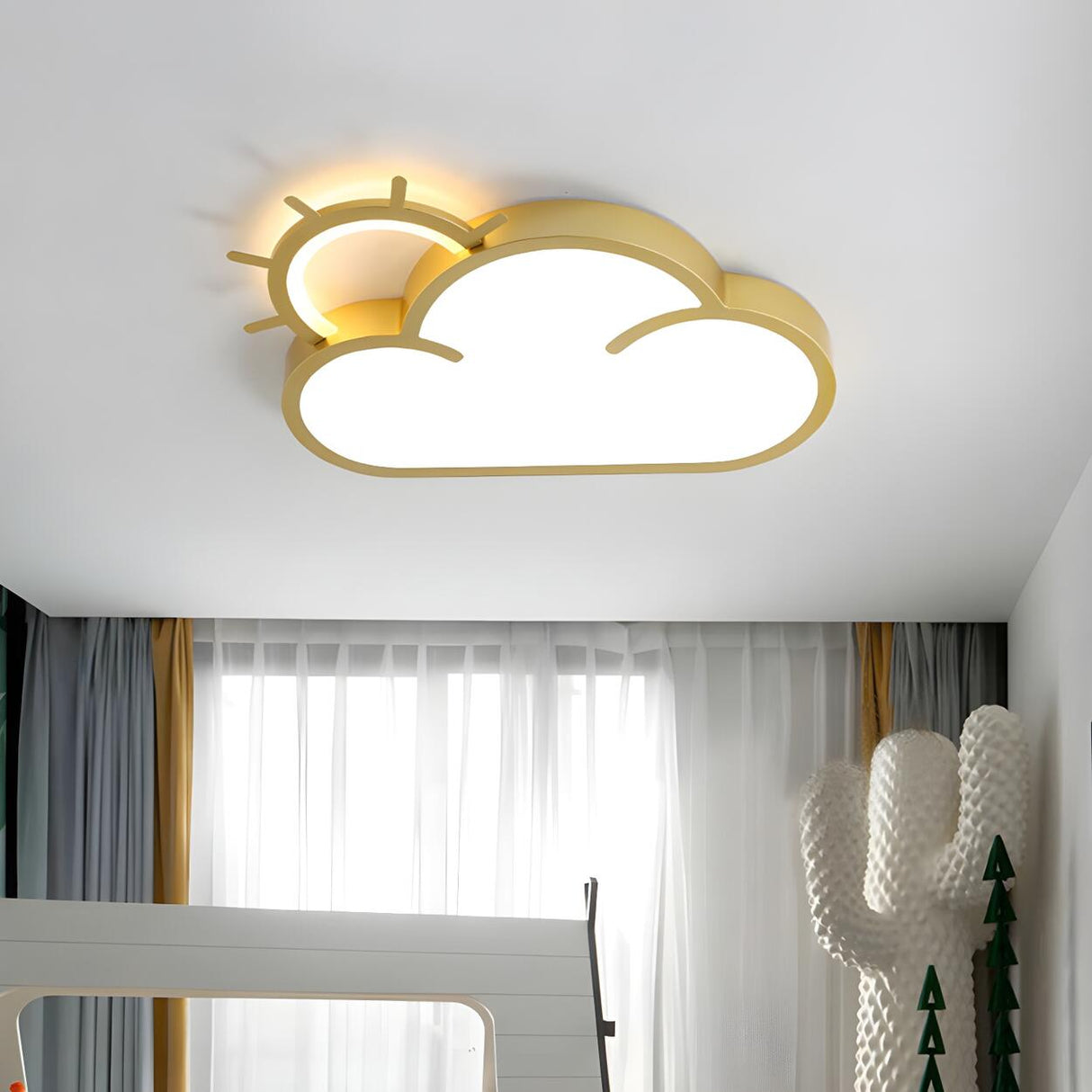 Modern Gold Sun Cloud LED Flush Mount Ceiling Light Image - 1