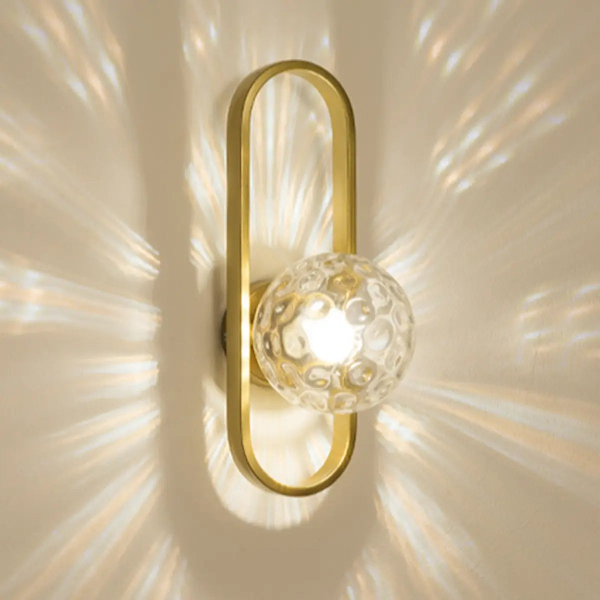 Modern Gold Textured Glass Globe LED Wall Sconce Image - 10