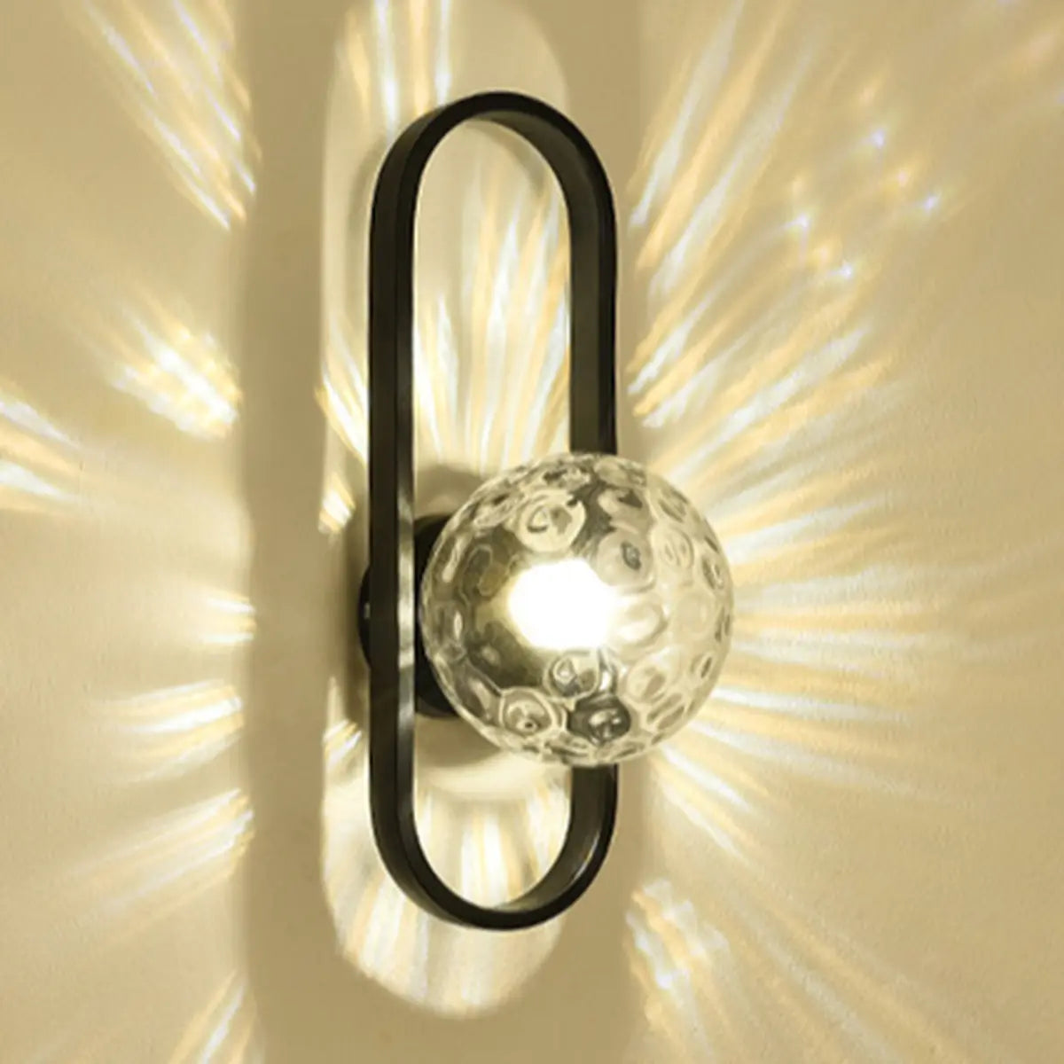 Modern Gold Textured Glass Globe LED Wall Sconce Image - 11