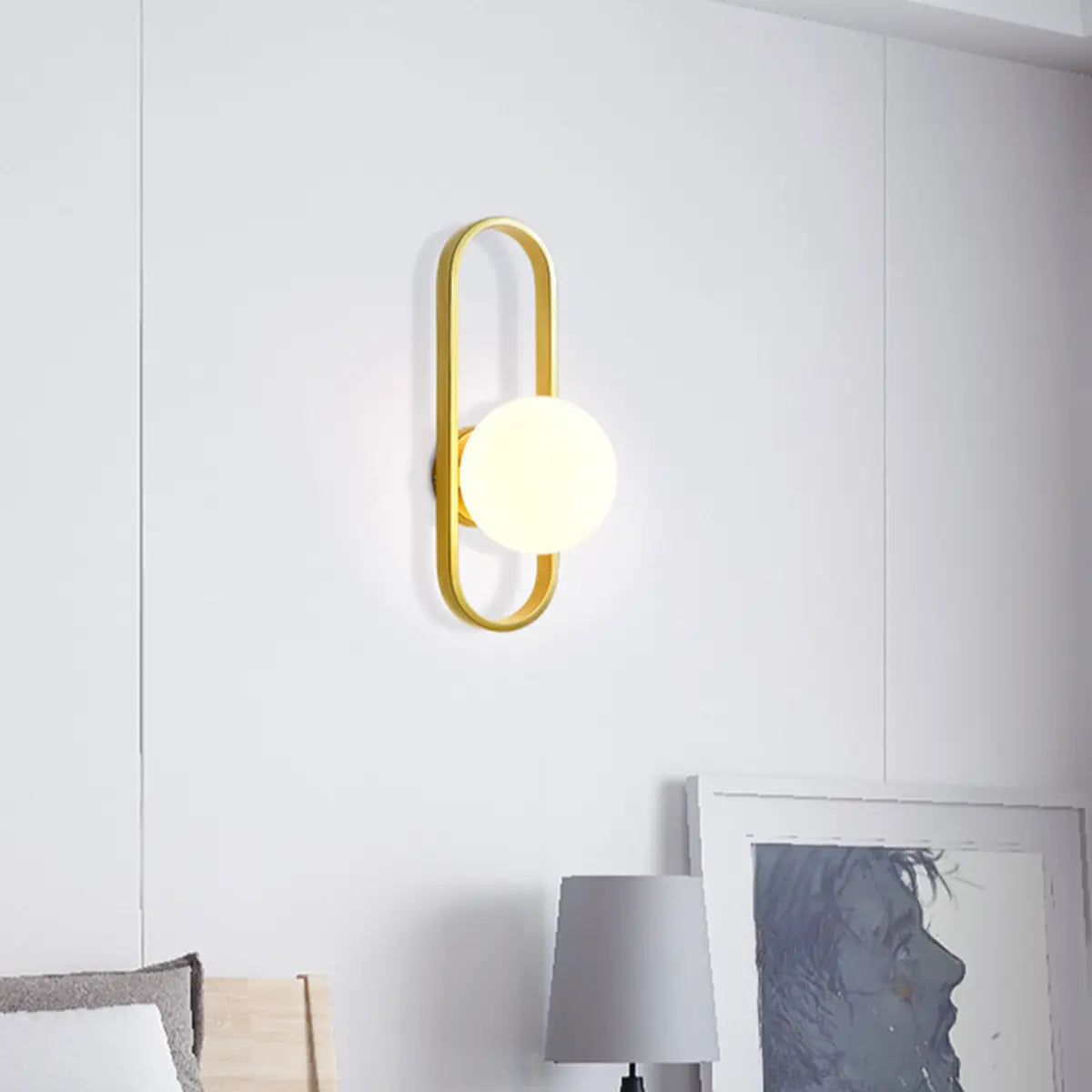 Modern Gold Textured Glass Globe LED Wall Sconce Image - 4