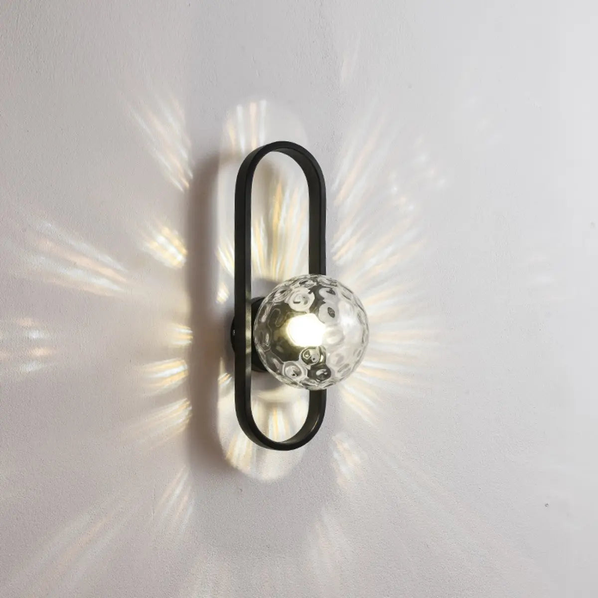 Modern Gold Textured Glass Globe LED Wall Sconce Image - 9