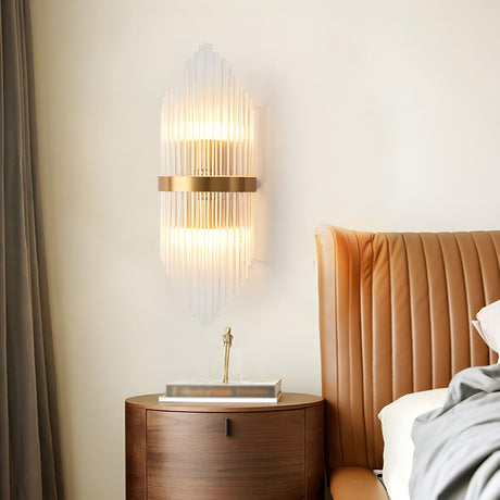 Modern Gold Tiered Crystal Bedside LED Wall Sconce Image - 1