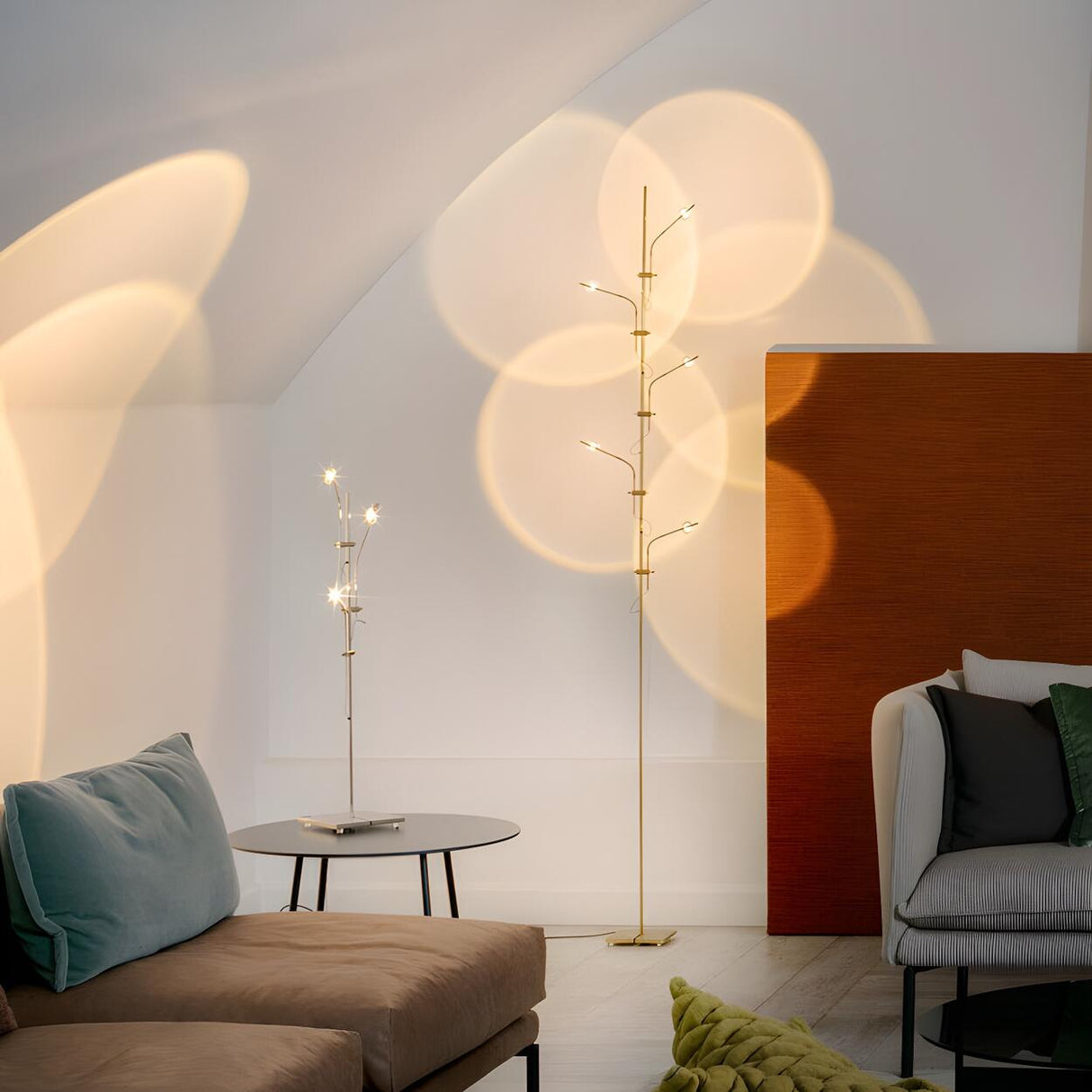 Modern Gold Vertical Branch Metal LED Floor Lamp Image - 12