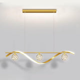 Modern Gold Wave Glass Globe Island Pendant Light Image - 2