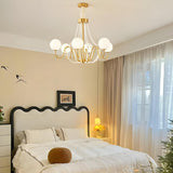 Modern Gold White Frosted Glass Globe Chandelier Bedroom Image - 1