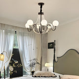 Modern Gold White Frosted Glass Globe Chandelier Bedroom Image - 14