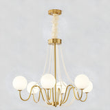 Modern Gold White Frosted Glass Globe Chandelier Bedroom Image - 3