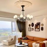 Modern Gold White Frosted Glass Globe Chandelier Bedroom Image - 4