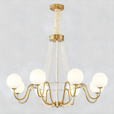 Modern Gold White Frosted Glass Globe Chandelier Bedroom Image - 5