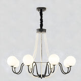 Modern Gold White Frosted Glass Globe Chandelier Bedroom Image - 7