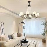 Modern Gold White Frosted Glass Globe Chandelier Bedroom Image - 8