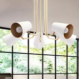 Modern Gold White Metal Cone Rotatable Chandelier Image - 1