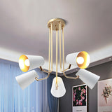 Modern Gold White Metal Cone Rotatable Chandelier Image - 2