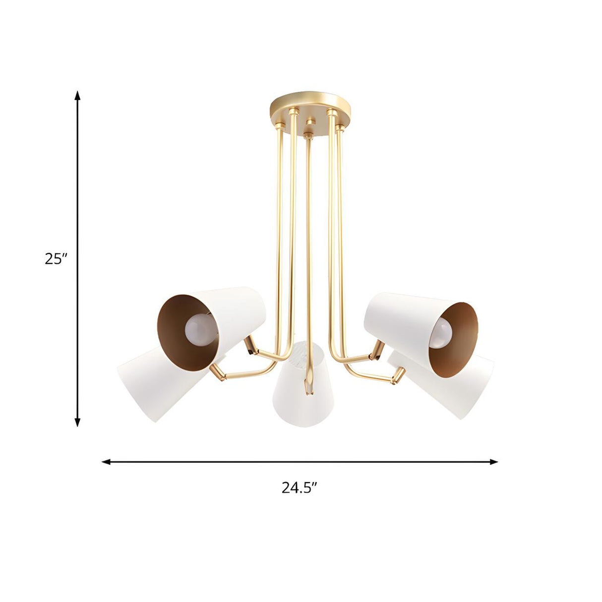 Modern Gold White Metal Cone Rotatable Chandelier 