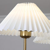 Modern Gold White Pleated Fabric Round Chandelier Image - 15