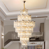 Modern Golden Chain Tiered Crystal Chandelier Image - 1