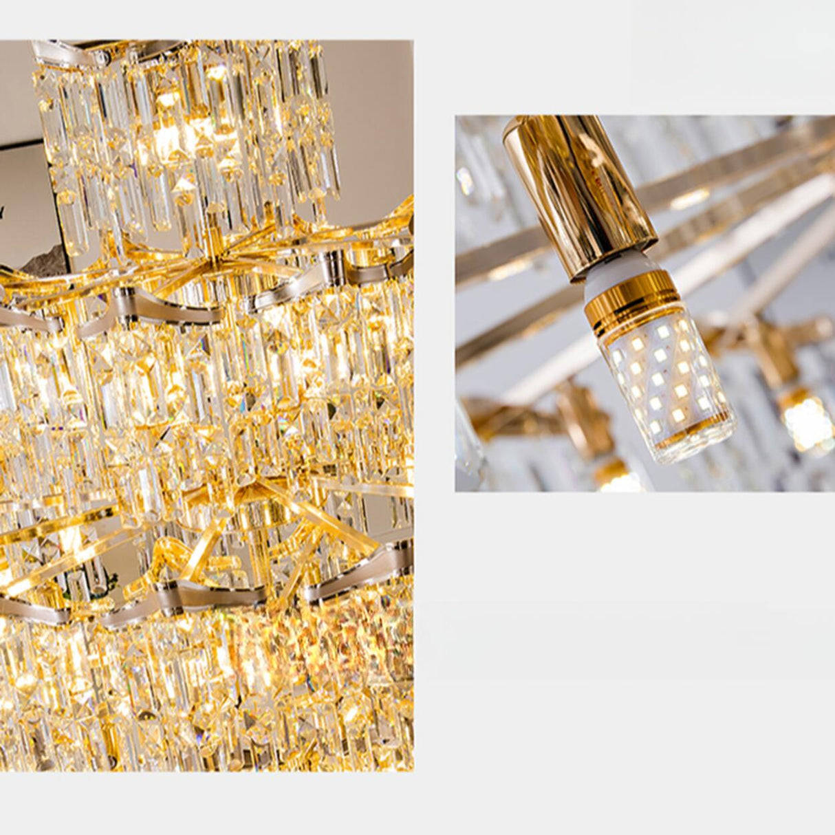 Modern Golden Chain Tiered Crystal Chandelier Image - 14