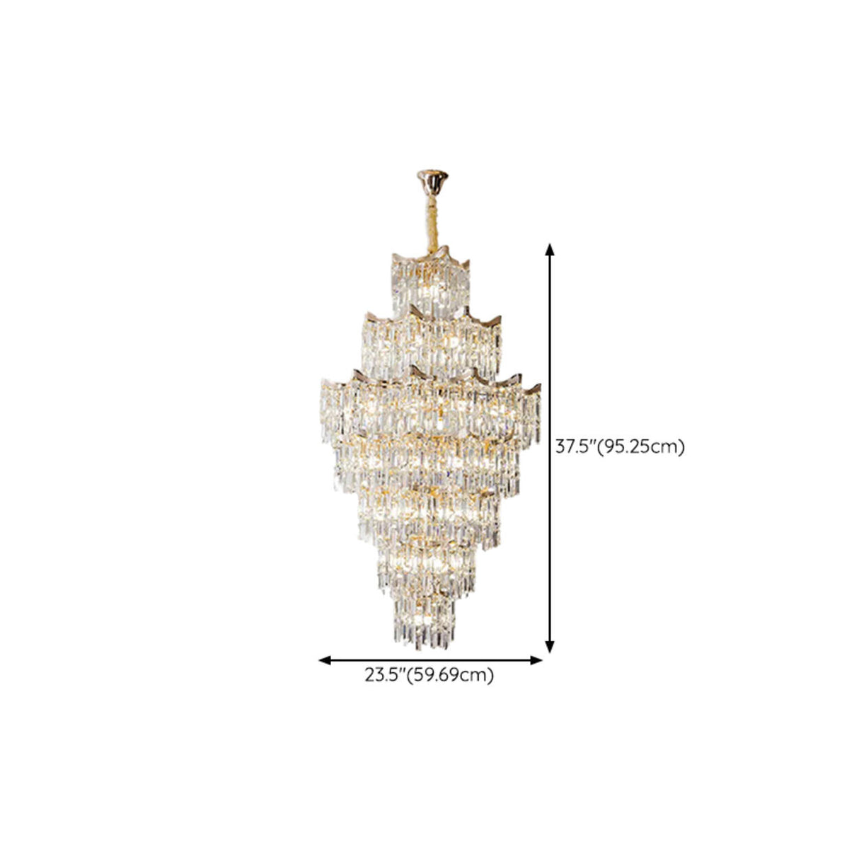 Modern Golden Chain Tiered Crystal Chandelier 