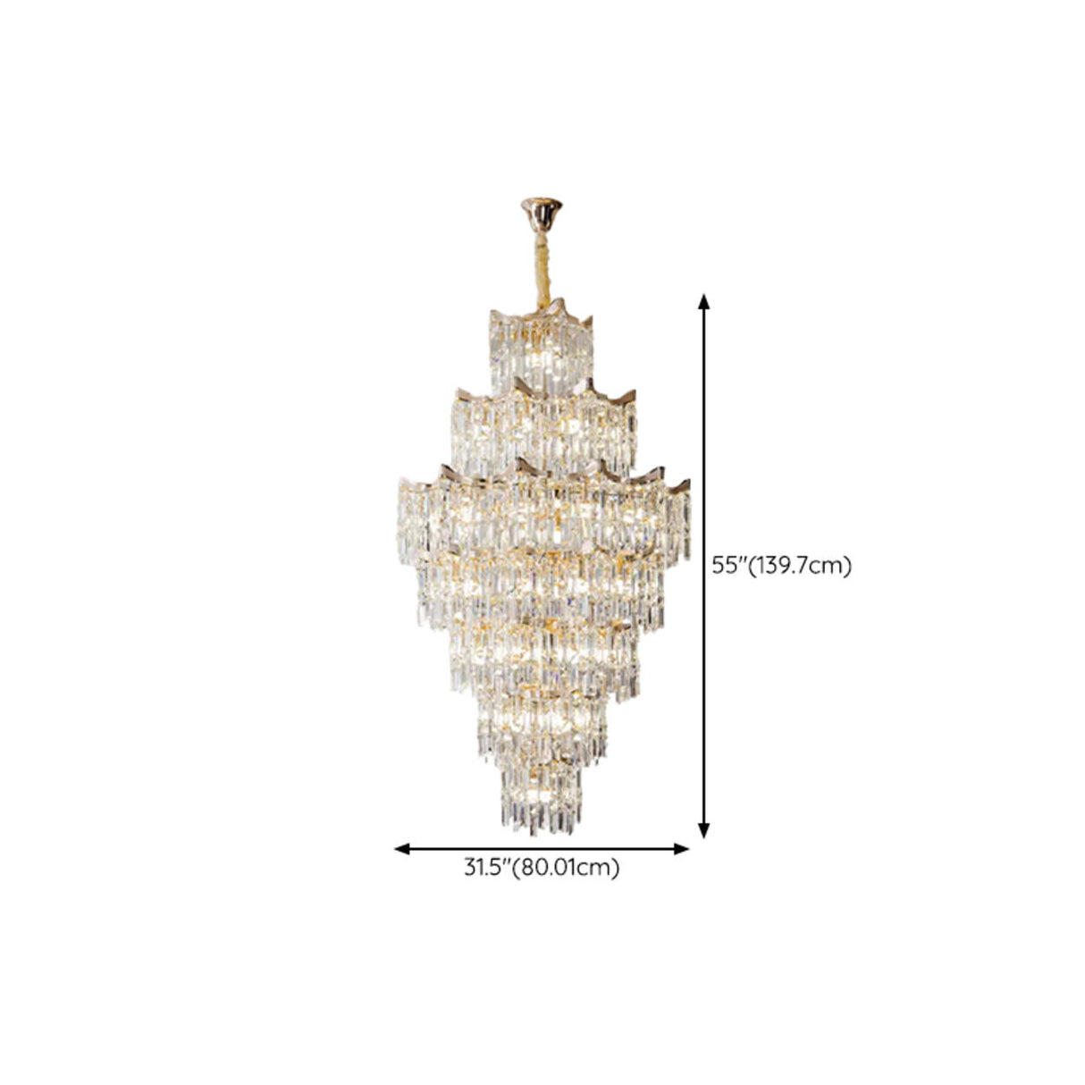 Modern Golden Chain Tiered Crystal Chandelier Image - 16