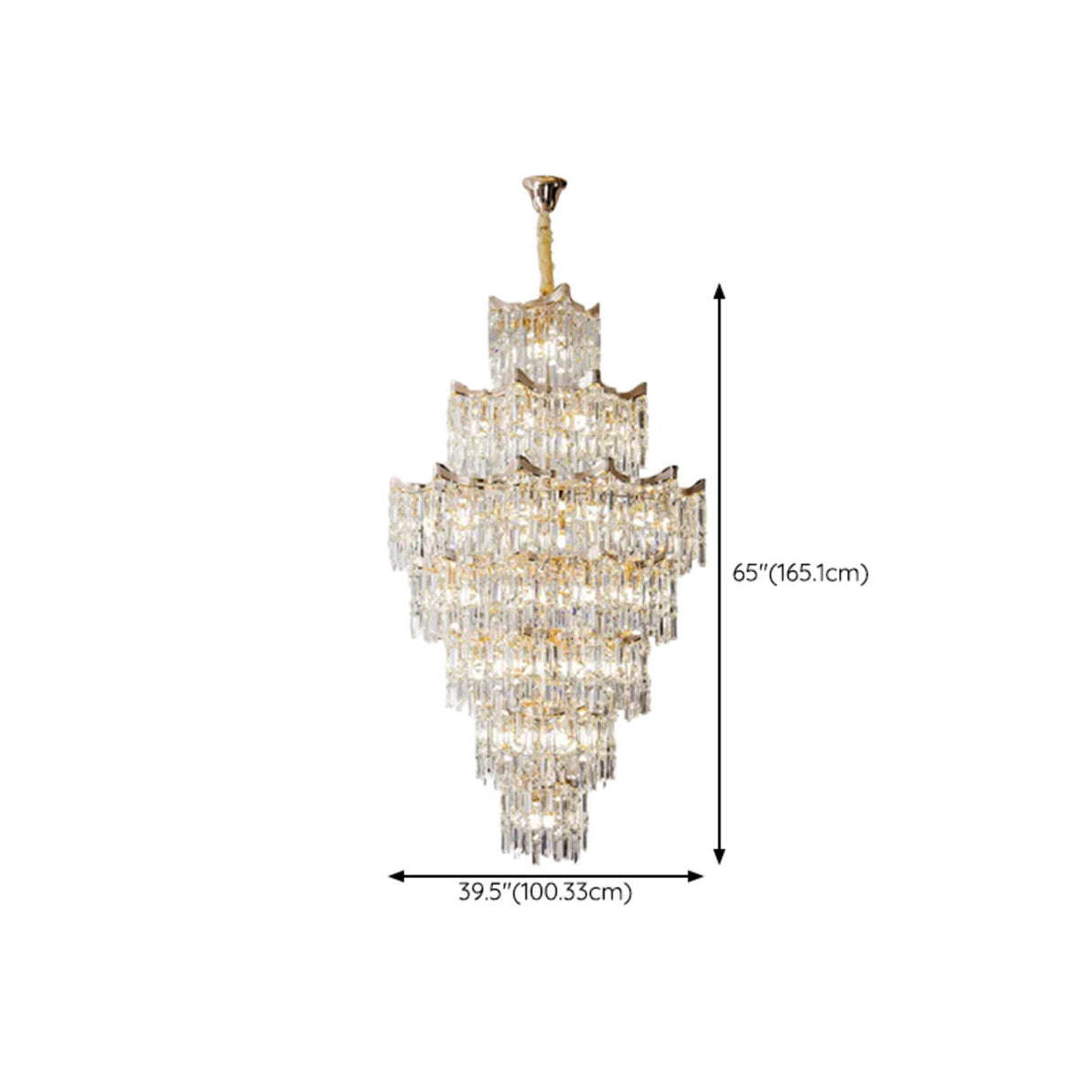 Modern Golden Chain Tiered Crystal Chandelier Image - 17